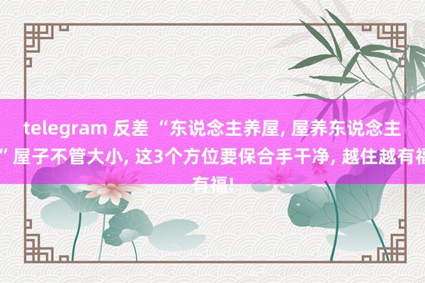 telegram 反差 “东说念主养屋， 屋养东说念主! ”屋子不管大小， 这3个方位要保合手干净， 越住越有福!