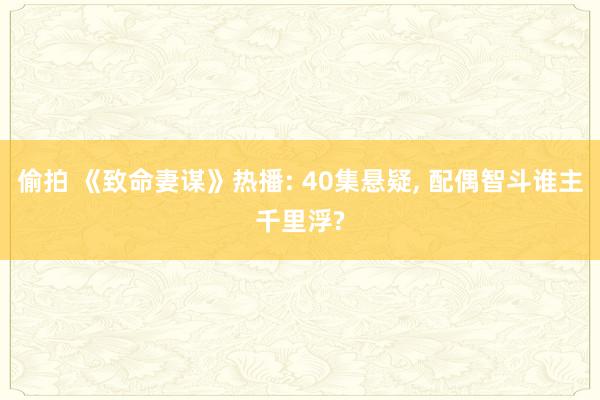 偷拍 《致命妻谋》热播: 40集悬疑, 配偶智斗谁主千里浮?